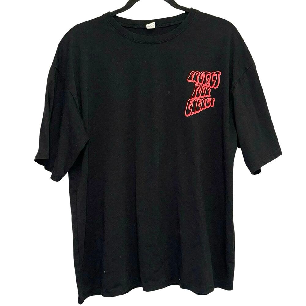 Protect Your Energy Graphic Tee Black Red Oversized Small
